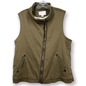 Anthropologie Marrakech Vest Canyon Khaki Olive Faux Shearling lining XL